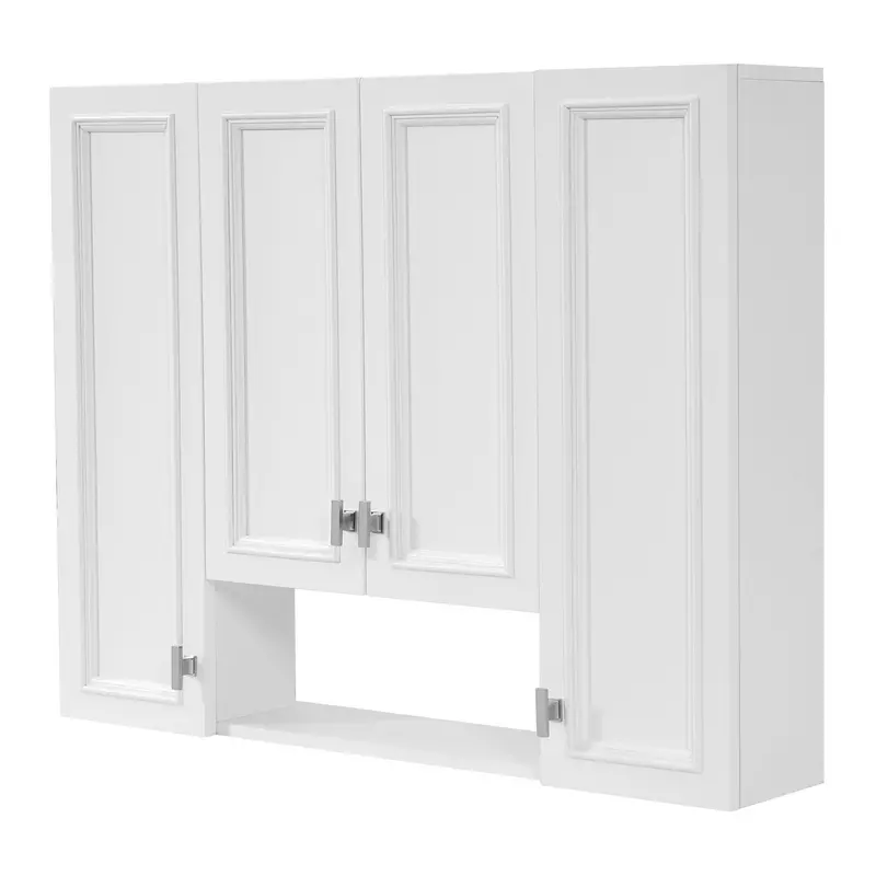 Wall-Mounted Bathroom Medicine Cabinet With Five Adjustable Shelves – White, Soft-Close Doors 1
