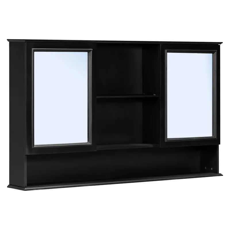 Wall-Mounted Double-Door Medicine Cabinet With Mirrored Front 2