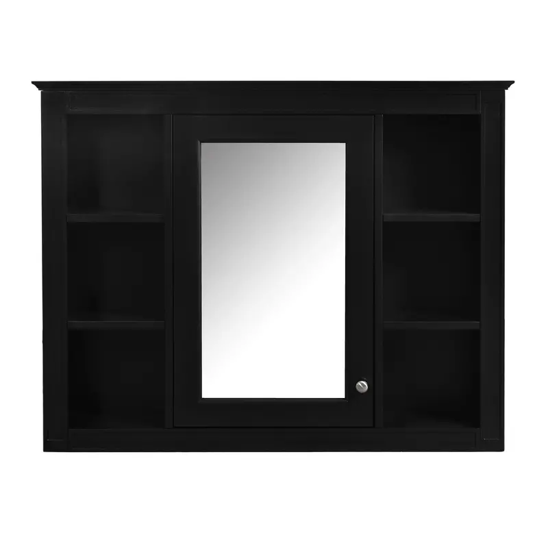 Wall-Mounted Medicine Cabinet With Full-Length Mirror And Six Adjustable Open Shelving Compartments 5