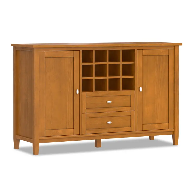 Warm Shaker-Style Cabinet With Integrated Wine Rack 1