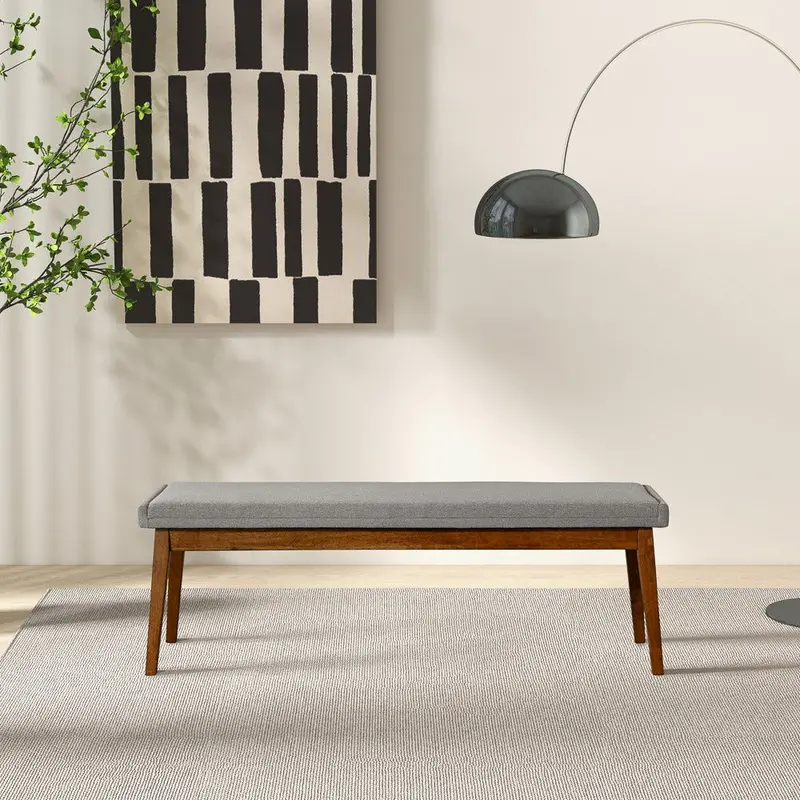 Warren Ash Gray Bench – Minimalist Entryway Or Living Room Seating 1