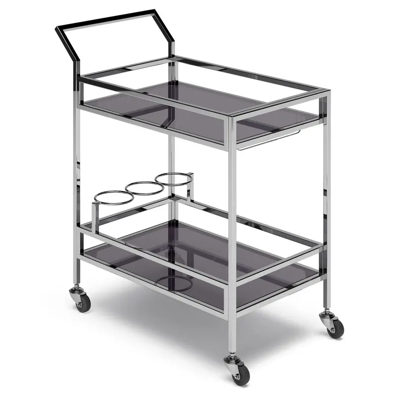 Watts Chrome-Finished Rolling Bar Cart – Modern Entertaining Essential 1