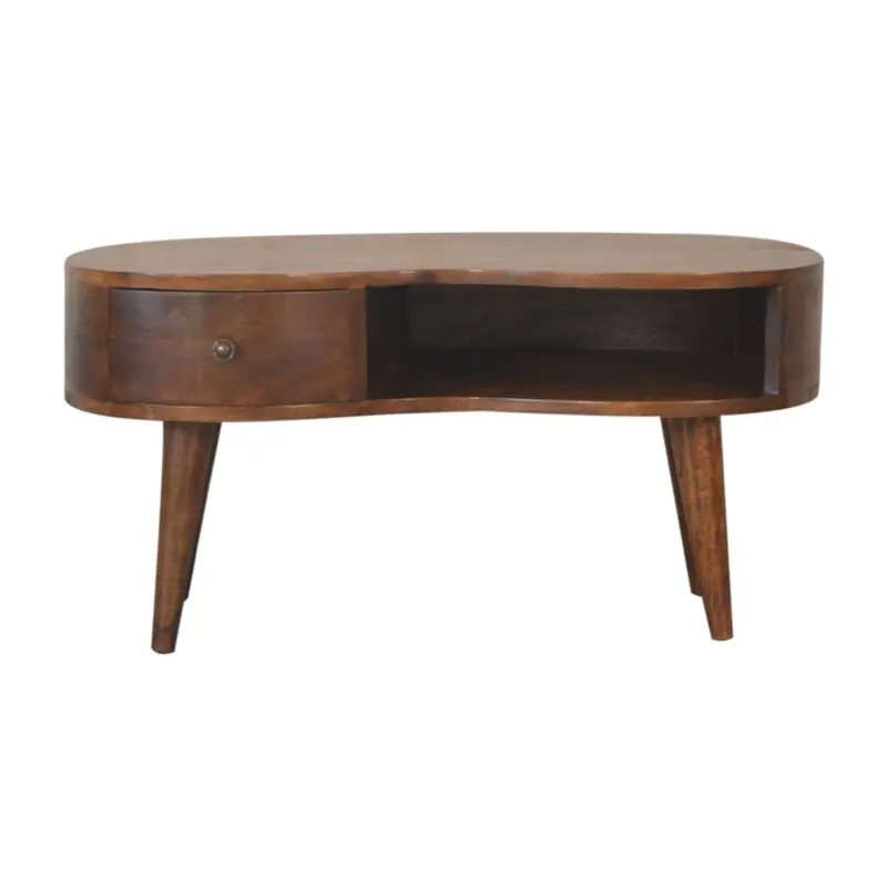 Wave-Profile Coffee Table With Integrated Drawer 2