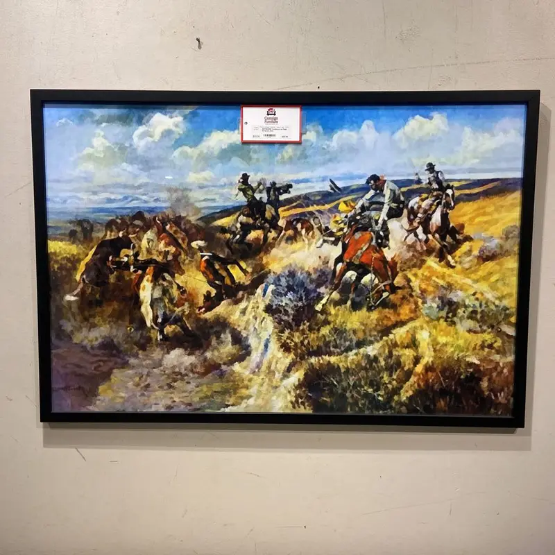 Western-Themed Canvas Art: Cowboys On Open Pasture 1