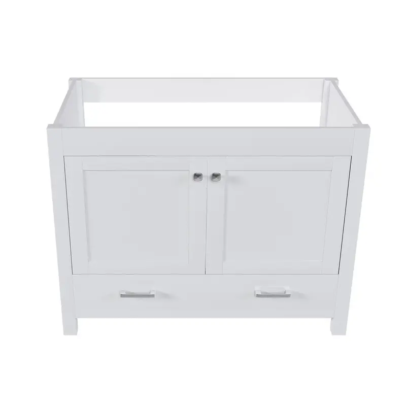 White 42-Inch Bathroom Vanity Base Cabinet With Door And Drawer Storage 1