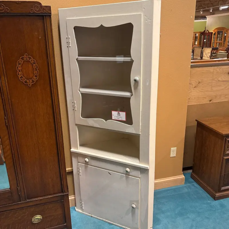 White Corner Cabinet With Two Doors And Dual Drawers (Lsh) 1