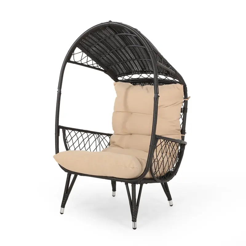 Wicker Standing Basket Chair – Outdoor Use With Removable Cushion 1