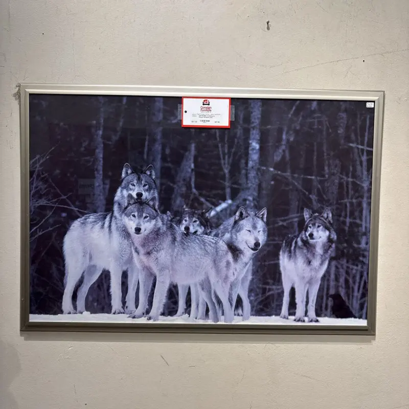 Wildlife Art Print: Five Wolves In A Misty Forest Scene 1