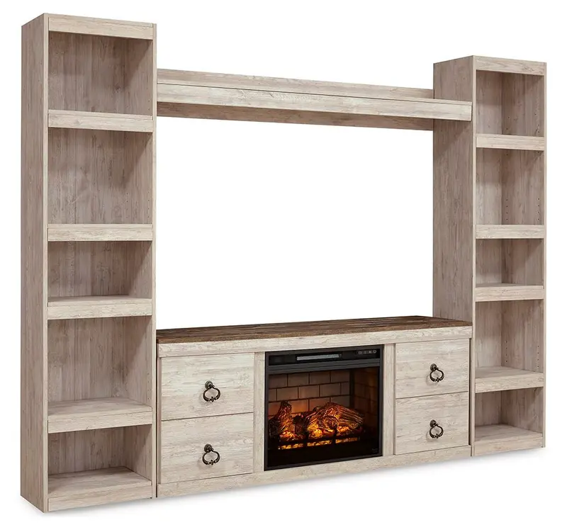 Willowton 4-Piece Entertainment Center With Electric Fireplace – Ashley Express 1