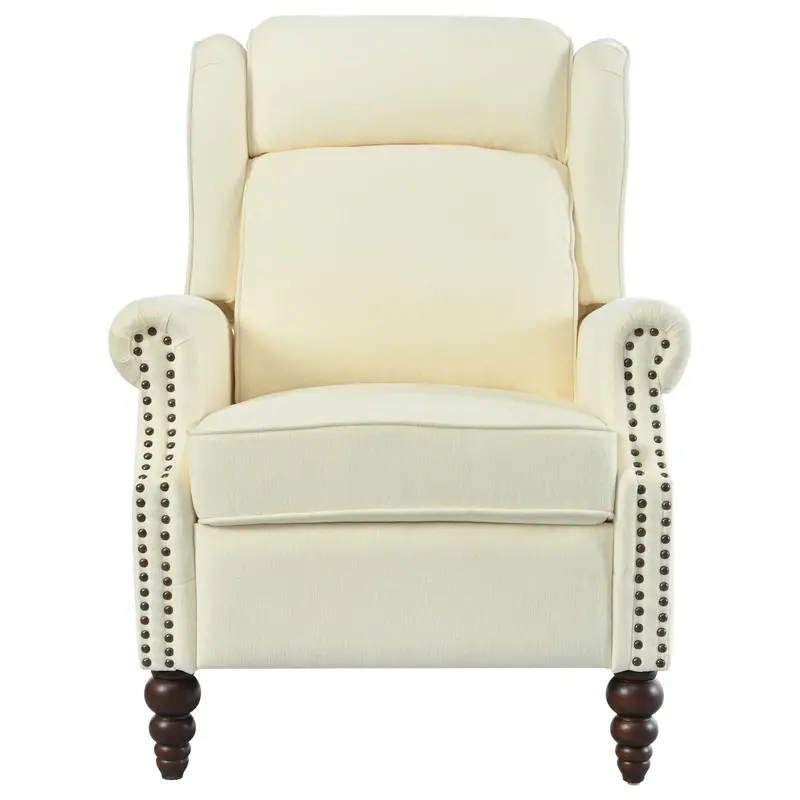 Wingback Push-Back Recliner With Gourd-Shaped Solid Wood Legs 2