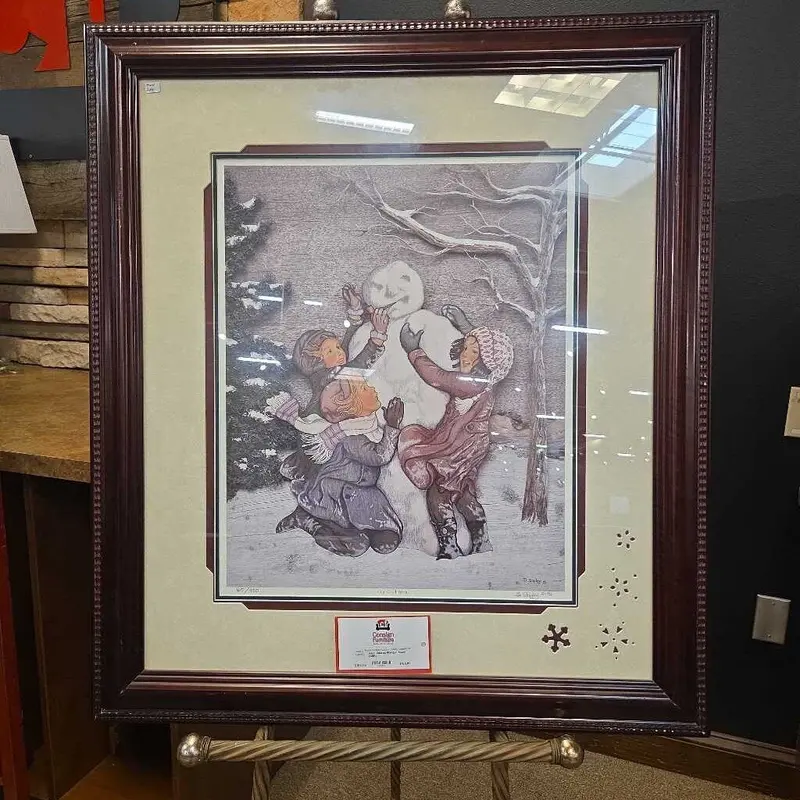 Winter Wonderland Scene: Children Playing In Snow – Bbk Art Print 1