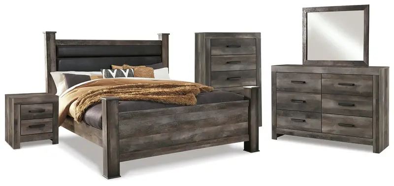 Wynnlow King Poster Bed Suite With Mirror, Dresser, Chest & Nightstand 1