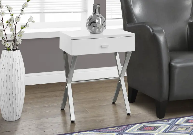 X-Frame Accent Side Table Featuring Drawer Storage And Modern Lines 1