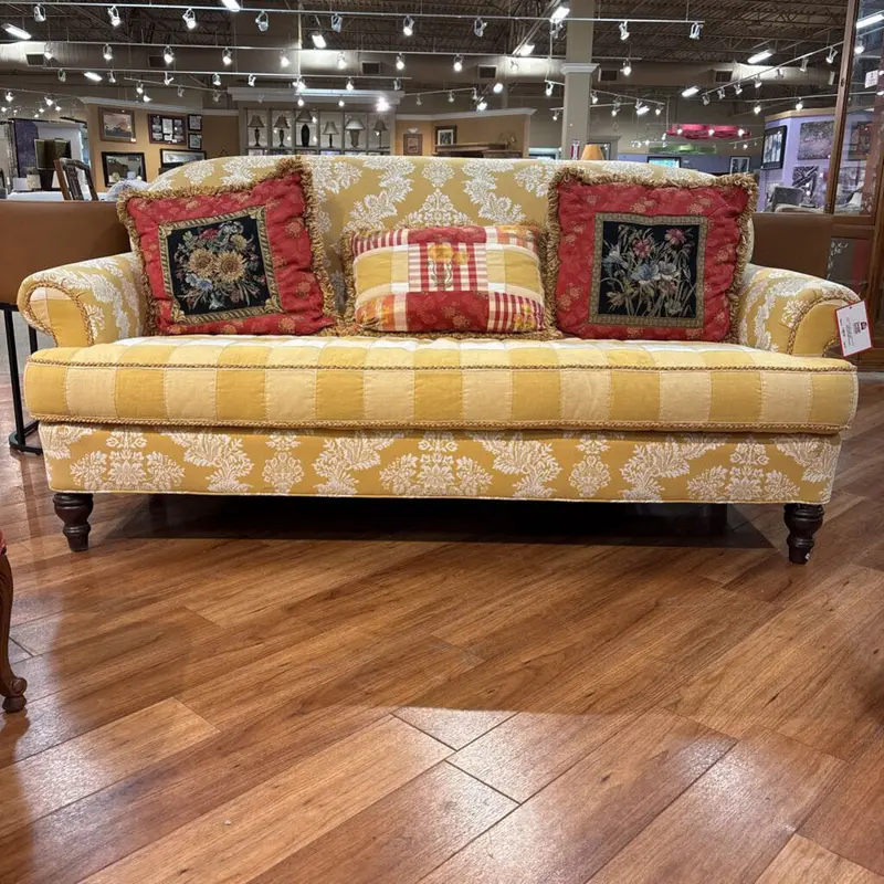 Yellow Paisley And Plaid Print Sofa With Tailored Cushioning (Lsh) 1