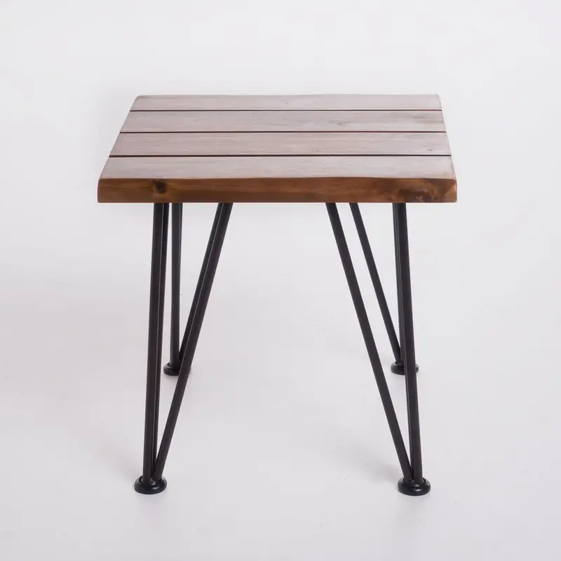 Zenith Industrial-Style Outdoor Accent Tables (2-Pack) – Teak Construction 1