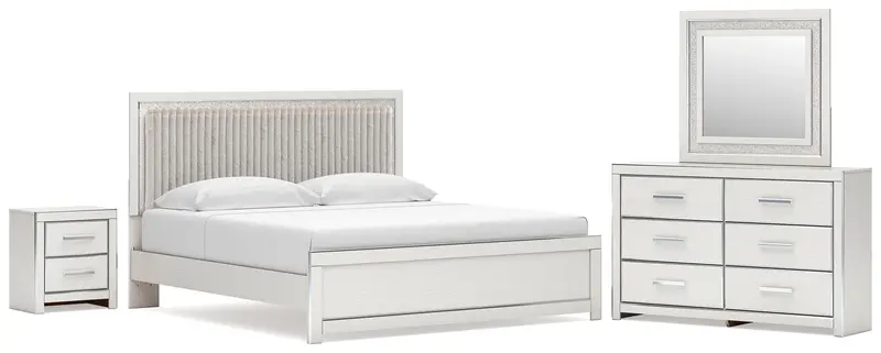 Zuraleus King Upholstered Platform Bed Set: Dresser, Mirror & Nightstand 1